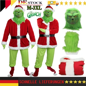 Das Grinch Kostüm Weihnachten Cosplay Adult Santa Kostüm Outfit Set + Maske 🎄 - Bild 1 von 19