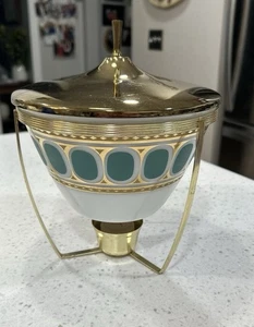 Seltene FRED PRESS FIRE KING MILCHGLAS BEDECKT SCHÜSSEL MIT WÄRMER CADDY DECKEL GOLD türkis - Bild 1 von 17