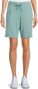 NWT ATHLETIC WORKS WOMENS SIZE 2XL (20) GREEN KNIT BERMUDA PULL ON SHORTS - Picture 1 of 3