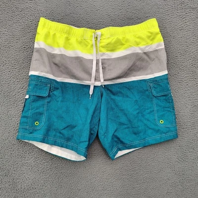 Bañador corto OP para hombre 2XL gris azulado amarillo hawaiano océano tabla natación Foto 1 de 4