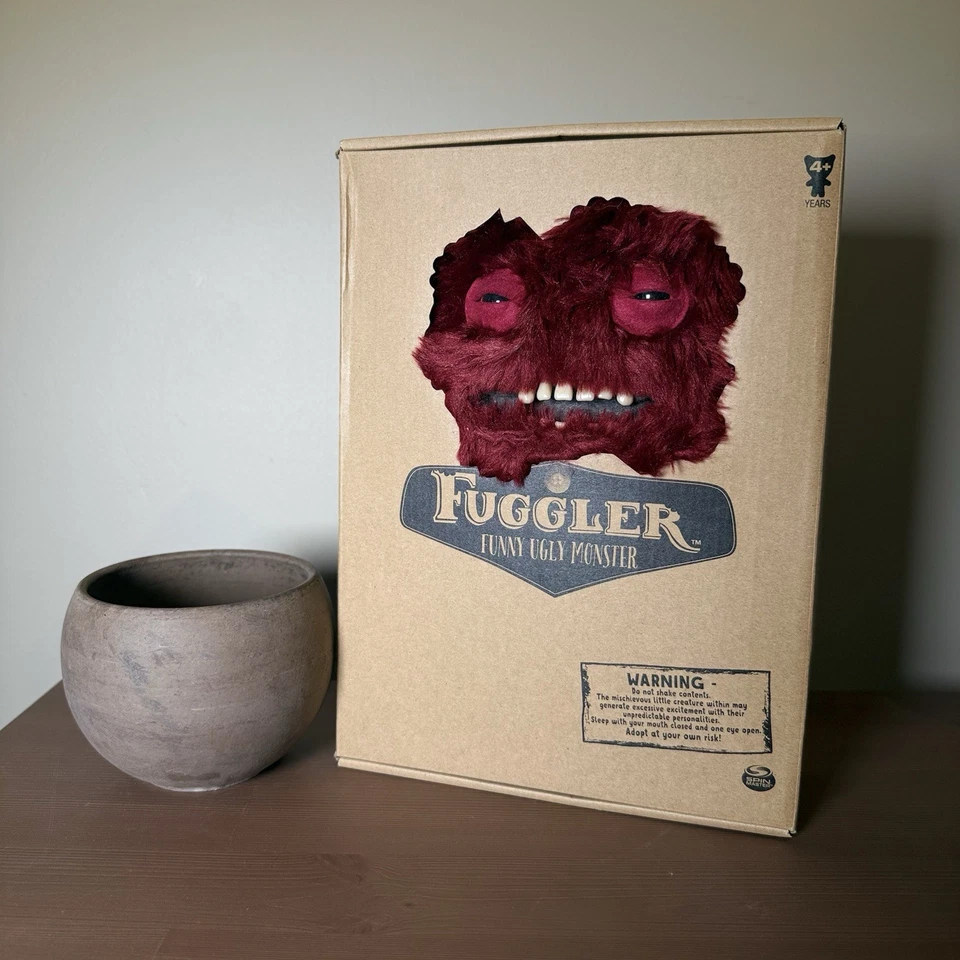 FUGGLER Clawey Funny Ugly Monster Spin Master Plush Red Maroon Toy Teeth 12” - Image 1 of 1