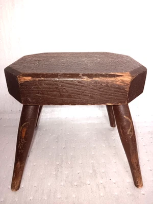 Antique 1800s VTG Cricket Bench Sheraton Original PA Floral Decoration Splay Leg - Image 1 of 4