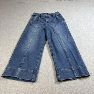 Pantalones de mezclilla GAP para mujer 8/29 cortos azules denim tiro alto pierna ancha recortados lavado oscuro - Imagen 1 de 13