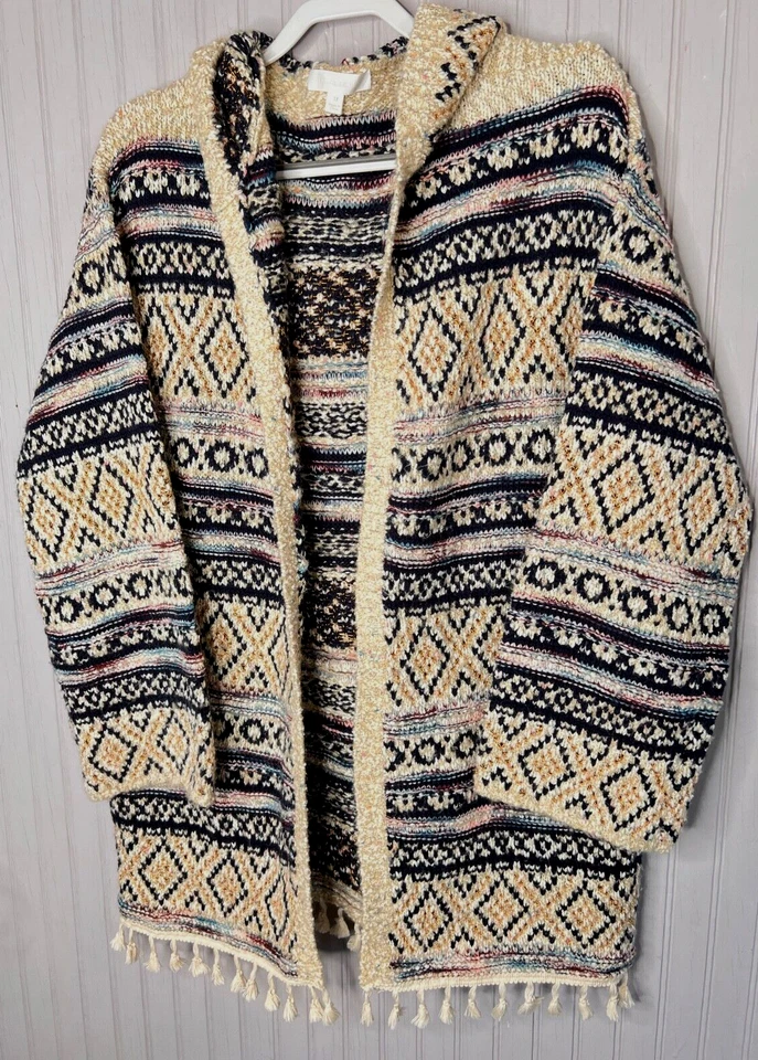 CÁRDIGAN CON CAPUCHA Adyson Parker Mujer 1X Boho Chic Flecos Cobre Beige Azul Marino Lujo Foto 1 de 4