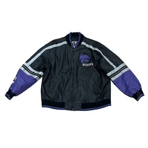 Vintage Kansas State University Wildcats Leather Varsity Jacket 58 Sports XL - Picture 1 of 10