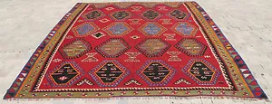 ANTICO tappeto turco lana biologica impressionante Sivas Sharkisla Kilim 9'x1... - Foto 1 di 12