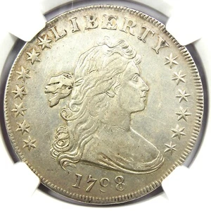 1798 Draped Bust Silver Dollar $1 Coin - Certified NGC AU Detail - Rare Coin! - Picture 1 of 6