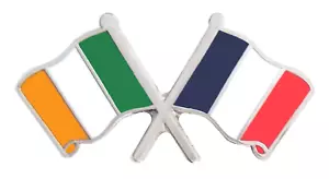 Ireland & France Flag Friendship Courtesy Pin Badge - Picture 1 of 3