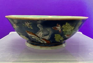 Vintage Neiman Marcus pintado a mano octágono cerámica cuenco mariposa Hong Kong - Imagen 1 de 6