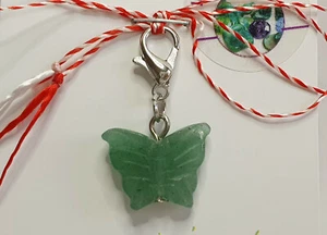 Martisor, Charm, Anhänger aus Edelsteine Aventurin Grün Schmetterling, handmade - Bild 1 von 4