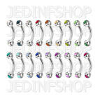 Curved Barbell Banana Bar | 1.0Mm (18G) - 8Mm | Double Gem - 18 Colours | Steel