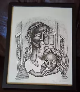 Abendessen mit Papa - VATER & SOHN - gerahmter afroamerikanischer S/N-Druck von M Walker - Bild 1 von 15