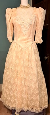 Vestido Vintage Scott McClintock Victoriano En Capas Crinolina Encaje Satinado Rosa Talla 10 Foto 1 de 4