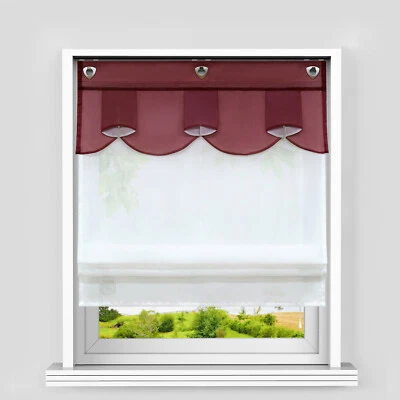 Voile Raffrollo ohne Bohren Raffgardinen mit Ösen Küche Gardinen Weiß Vorhang - Bild 1 von 4