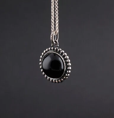 Colgante de ley GEORG JENSEN # 9C con ágata negra. Flor de luz de luna. ¡NUEVO! Foto 1 de 4