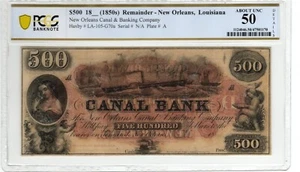 Louisiana - Canal Bank $500 - Haxby LA105G70a - PCGS-B About Unc 50 details. - Picture 1 of 2