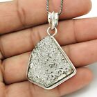 Natural Druzy Gemstone Jewelry 925 Sterling Silver Pendant Boho For Women R29