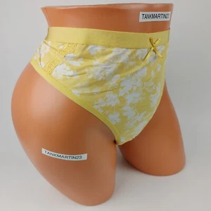 Lane Bryant Cacique Extra Soft Thong 22/24 Plus Panties Yellow White Floral - Picture 1 of 7