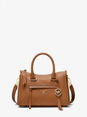 MICHAEL KORS Carine Pebbled Leather Medium Satchel Crossbody Brown Bag for Women - Image 1 of 4