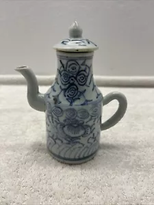 Antique Chinese Blue & White Porcelain Teapot / Wine Pot, 19th c - Picture 1 of 10