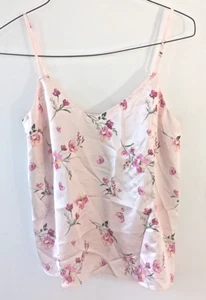 Forever 21 floral print pink tank top camisole women's SMALL v-neck blouse shirt - Picture 1 of 5