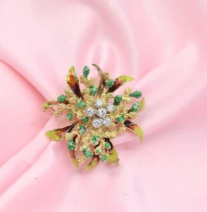Broche prendedor de oro amarillo de 18 quilates con diamantes - Imagen 1 de 6