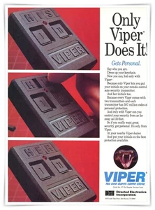Viper Security Gets Personal Car Alarm Vintage 1990 Full Page Magazine Ad - Picture 1 of 4