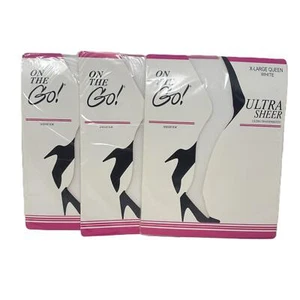 3-Pack On the Go! Women's White Ultra Transparent Pantyhose - Sheer Toe, Size XL - Picture 1 of 3