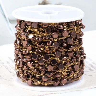 1M Edelstahl Kette Kristall Perlen DIY Halskette Armband Schmuck Zubehör - Bild 1 von 4