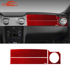 Tablero de instrumentos copiloto de fibra de carbono rojo panel de ventilación moldura para Ford Mustang 2005-09 - Imagen 1 de 10