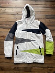 Quicksilver Ski Snowboard Jacket Women’s Small Long fit White Black Green S 10