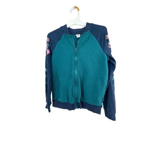 Wonder Nation Girls Full Zip Floral Embroider Sweatshirt Youth Size Large 10-12 - Picture 1 of 4