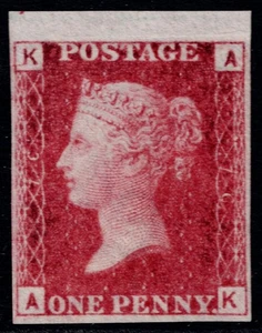 1864 1d Red SG 43 Imprimatur Plate 76 AK 4m Part Sheet Margin Very Fine Mint - Picture 1 of 1