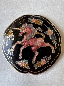 Vintage Unicorn Floral Flower Enamel Bolo Tie Slide Clip Multi Color 2" - Picture 1 of 8