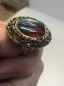 De Colección Anillo ART NOUVEAU Tono Oro y Plata Rollo Incandescente ALIENTO DE DRAGÓN? - Imagen 1 de 18