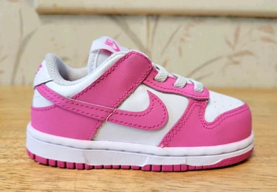 Nike Dunk Low Laser Fuchsia (TD) Girls Pink White FB9107-102 Shoes Size 7 C - Image 1 of 4