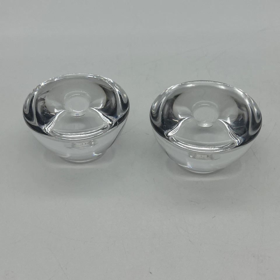 Candelabro Orrefors Cristal Par Disco Firmado Redondo Cónico Foto 1 de 4