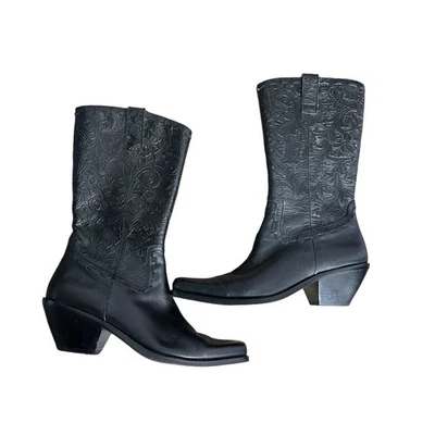 VTG Coldwater Creek Tooled black leather womens 6 1/2 western  - Image 1 of 3