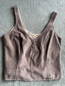 VTG Harley Davidson Women's Suede Genuine Leather Riding Corset Vest Top Size S - Picture 1 of 9