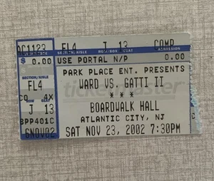 Arturo Gatti-Micky Ward II 2002 RARE On-Site Stubless Ticket - Picture 1 of 2