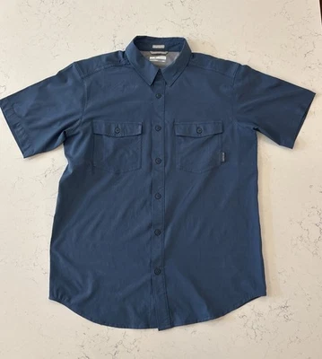 Camisa de campamento Columbia Utilizer SS para hombre mediana azul botón omni-sombra Foto 1 de 4