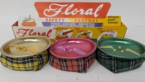 VINTAGE Blumen Sicherheits Aschenbecher kariert Sitzsack Boden Tabak Rauchen NOS 1950-60er - Bild 1 von 7