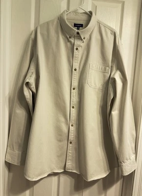 Croft & Barrow Men’s XXL Shirt Natural Off-White Cream Cotton Denim Long Sleeve - Image 1 of 4