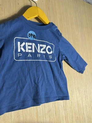 Camiseta gráfica Kenzo Paris azul manga longa designer pulôver infantil pequena - Imagem 1 de 4