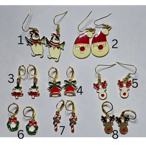 CHRISTMAS XMAS REINDEER SANTA EARRINGS 232 - Picture 1 of 2