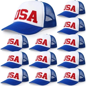 12 Pcs Patriotic American Flag Hat 4th of July Baseball Cap Adjustable Trucke... - Picture 1 of 6