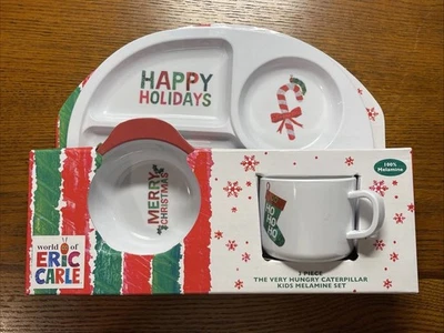 Oruga muy hambrienta 3 piezas. Juego de platos para niños Navidad Eric Carle irrompible🎅 Foto 1 de 4
