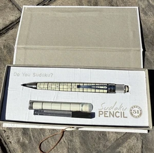 Retro 51 Tornado Sudoku Mechanical Pencil White .9mm with Erasers and Lead - Picture 1 of 8