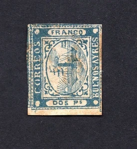Argentina, Buenos Aires 1858 stamp Mi#1 MH CV=264$ lot 2 Forgery - Picture 1 of 2