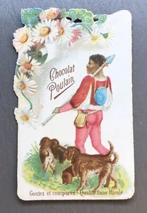 1800’s Die Cut Victorian Trade Card Hunter Spear Retriever Dogs 4 X 2 1/2” B42 - Picture 1 of 2